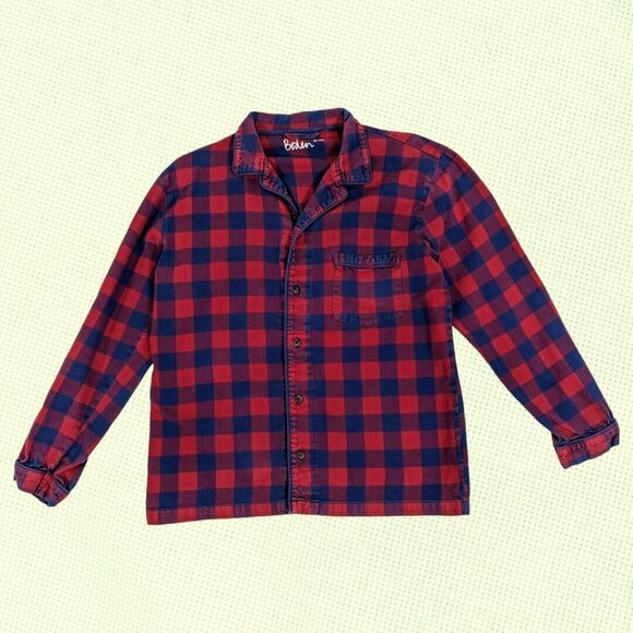 Boden M Checkered Button Front Pajamas Top - Picture 1 of 6